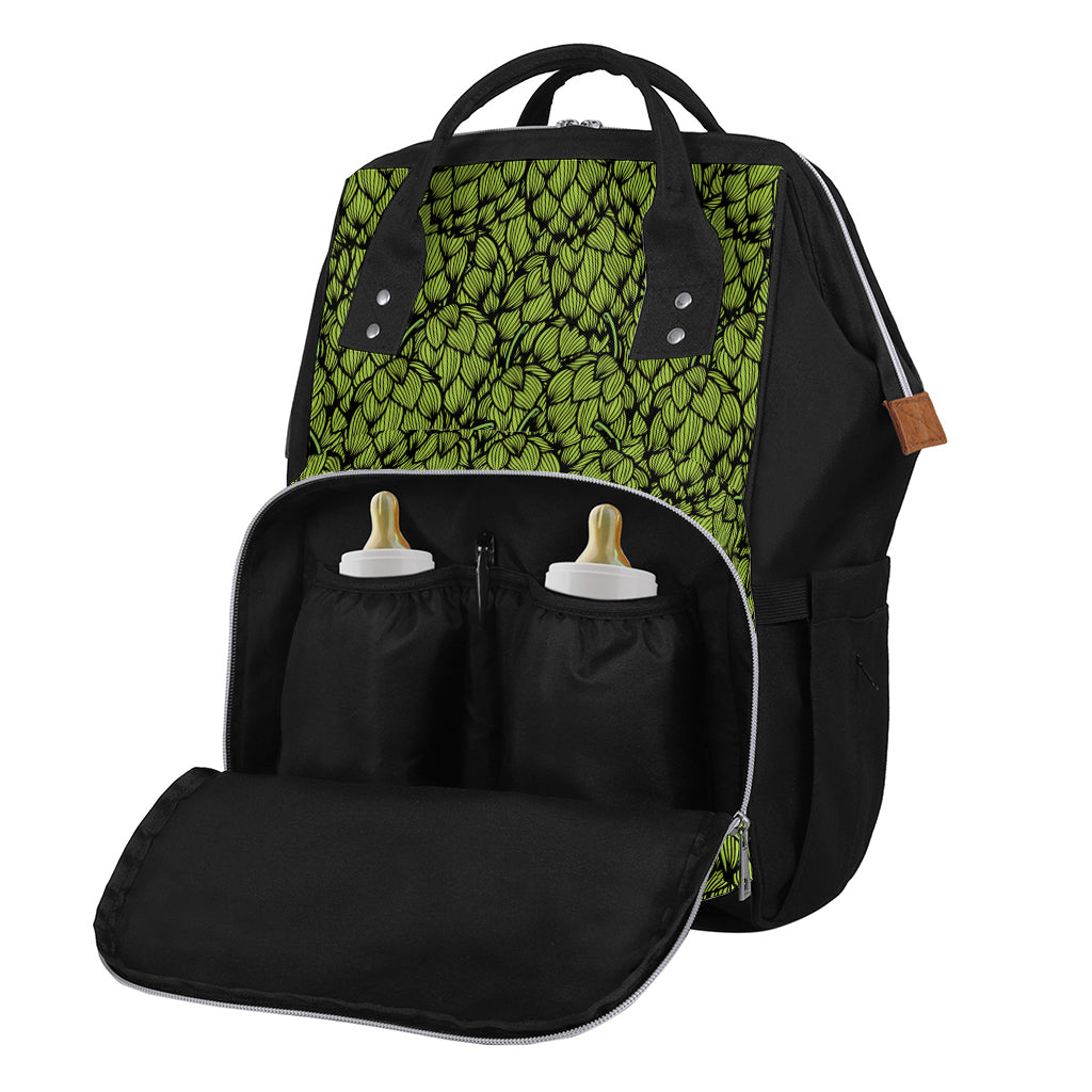 Green Hop Cone Pattern Print Diaper Bag