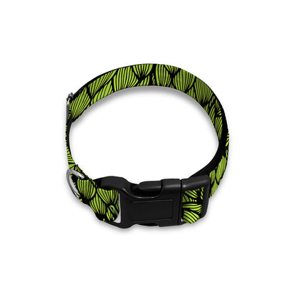 Green Hop Cone Pattern Print Dog Collar