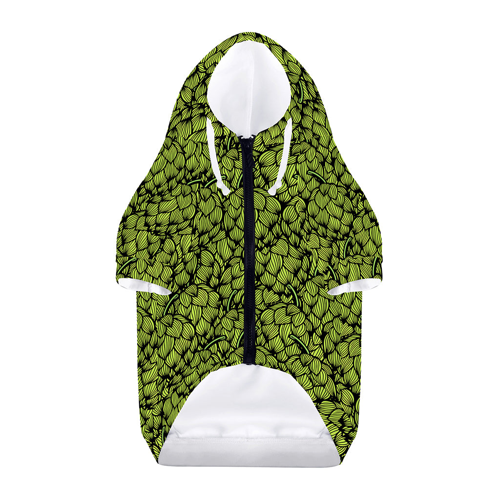 Green Hop Cone Pattern Print Dog Zip Up Hoodie
