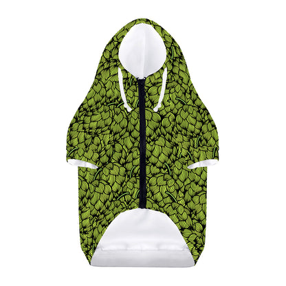 Green Hop Cone Pattern Print Dog Zip Up Hoodie