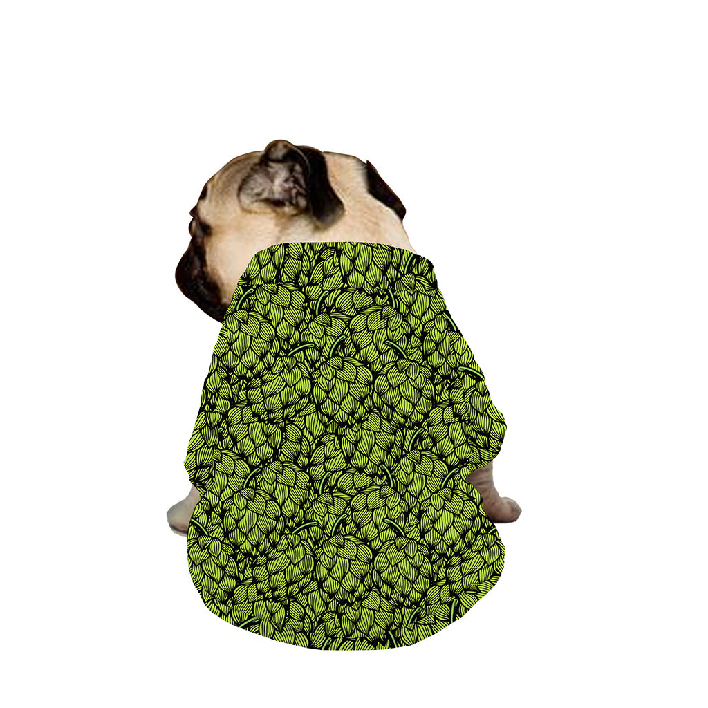 Green Hop Cone Pattern Print Dog Zip Up Jacket