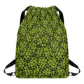 Green Hop Cone Pattern Print Drawstring Backpack