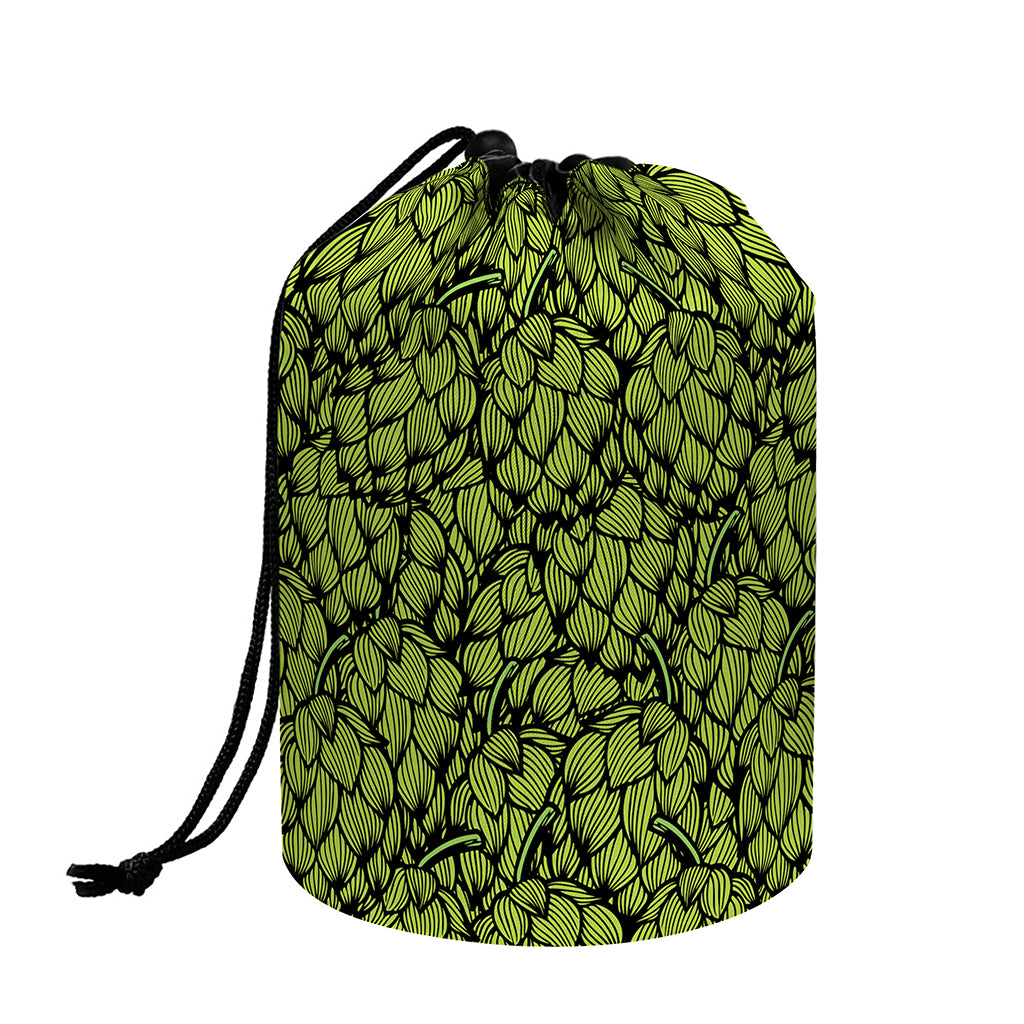 Green Hop Cone Pattern Print Drawstring Makeup Bag