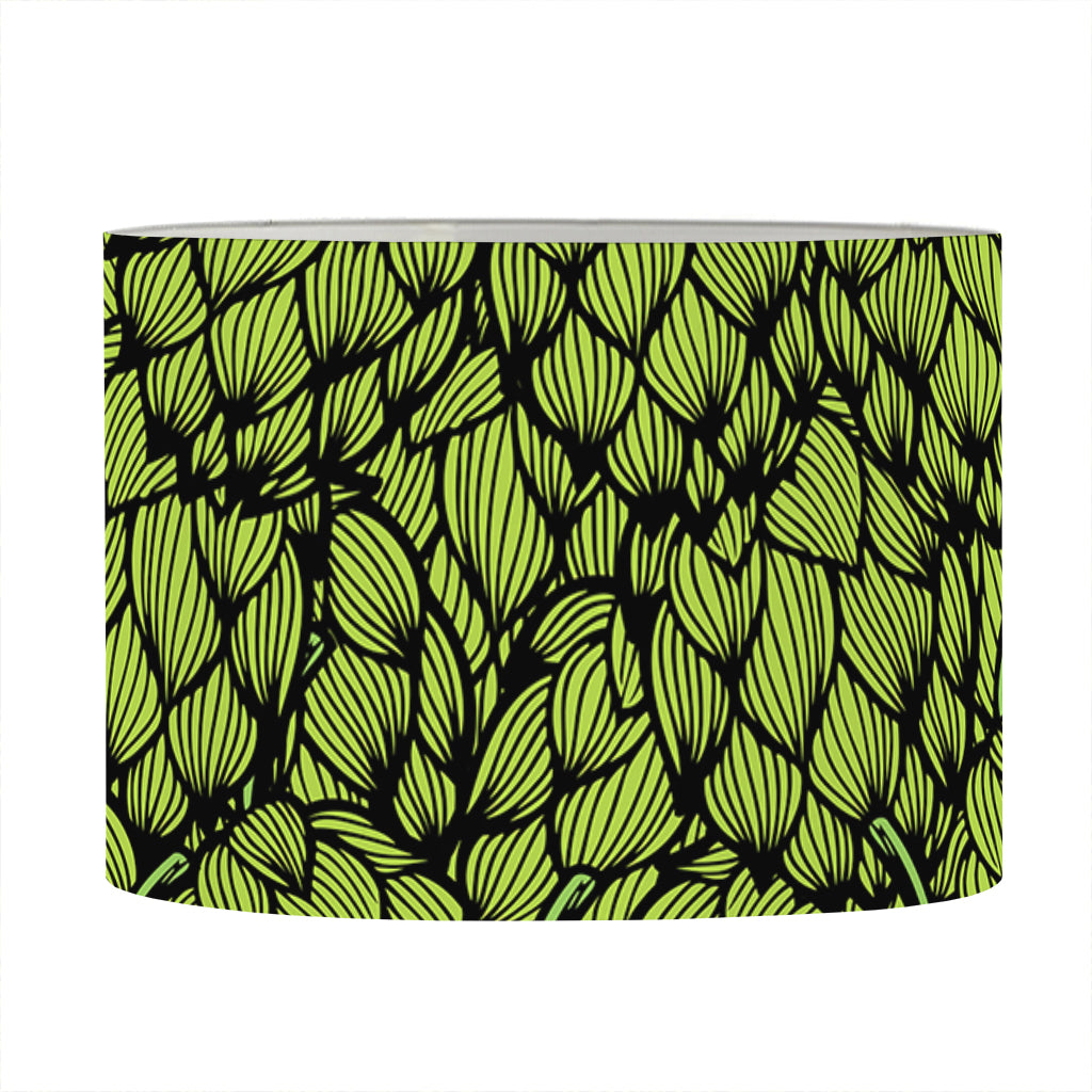 Green Hop Cone Pattern Print Drum Lamp Shade