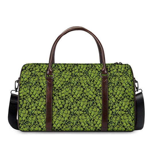 Green Hop Cone Pattern Print Duffle Bag