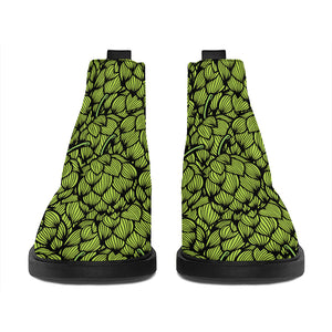 Green Hop Cone Pattern Print Flat Ankle Boots