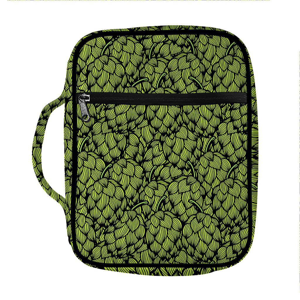 Green Hop Cone Pattern Print Front Pocket Bible Bag