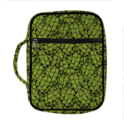Green Hop Cone Pattern Print Front Pocket Bible Bag