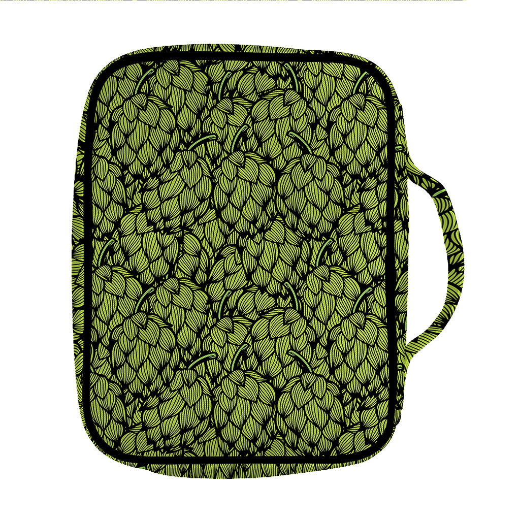 Green Hop Cone Pattern Print Front Pocket Bible Bag