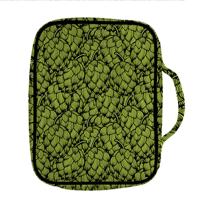 Green Hop Cone Pattern Print Front Pocket Bible Bag