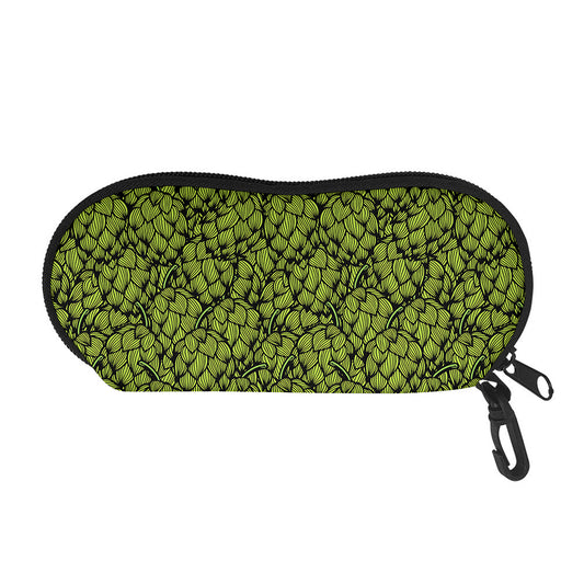 Green Hop Cone Pattern Print Glasses Case