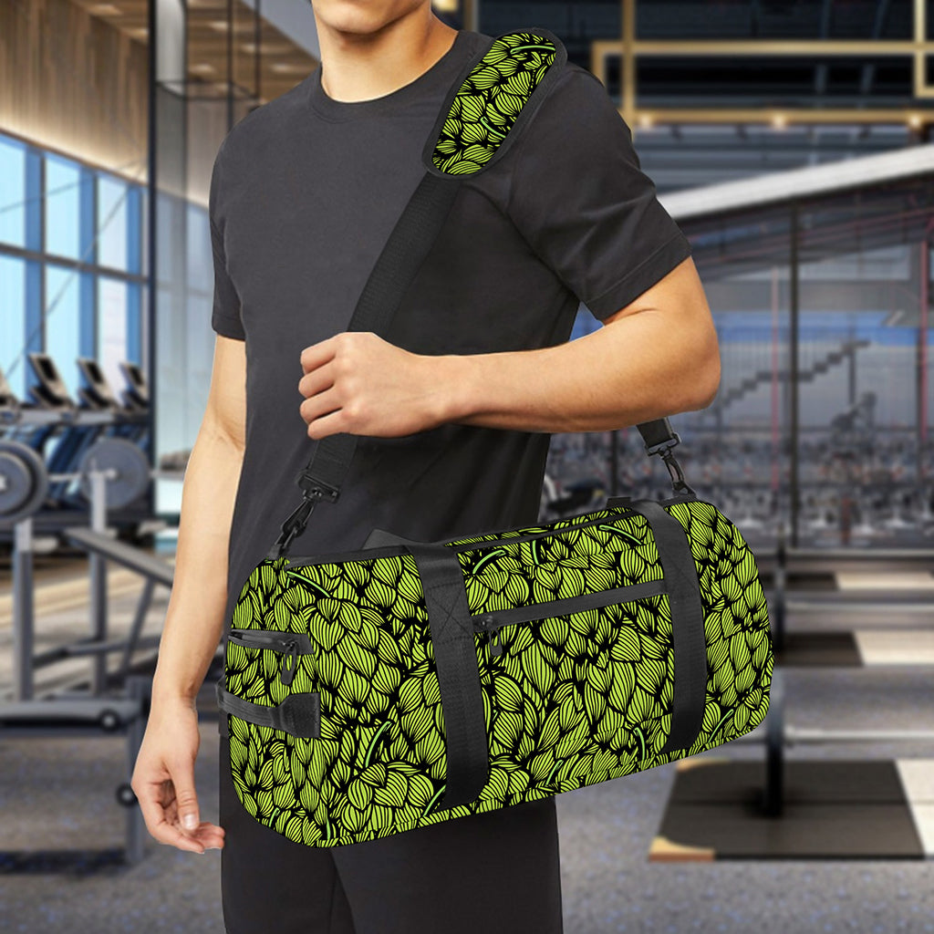 Green Hop Cone Pattern Print Gym Bag
