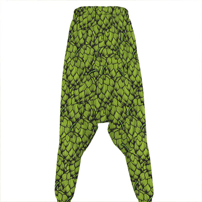 Green Hop Cone Pattern Print Hammer Pants