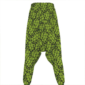 Green Hop Cone Pattern Print Hammer Pants