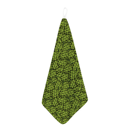 Green Hop Cone Pattern Print Hand Towel