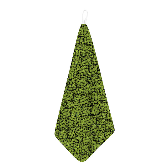 Green Hop Cone Pattern Print Hand Towel