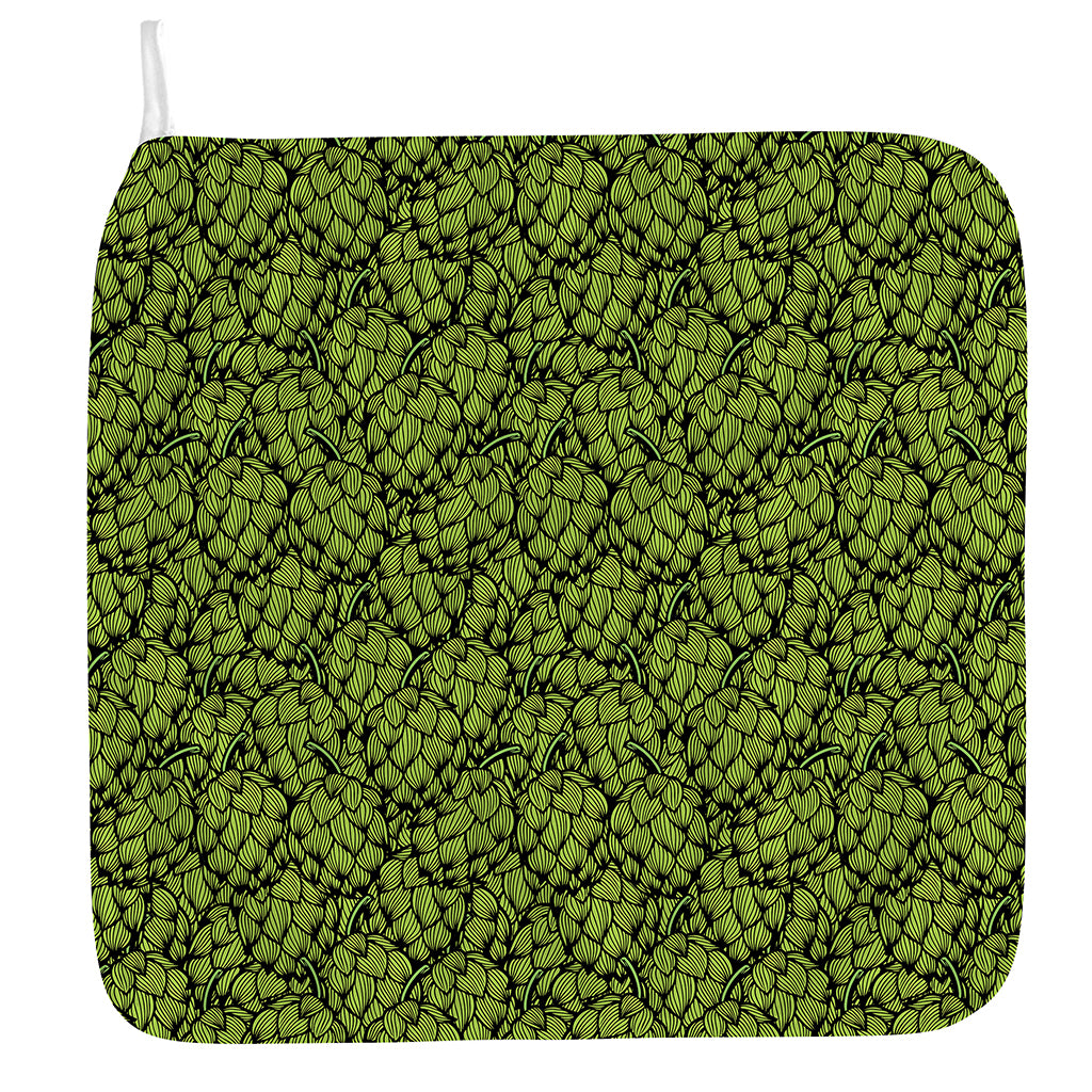 Green Hop Cone Pattern Print Hand Towel