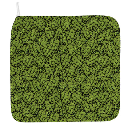 Green Hop Cone Pattern Print Hand Towel