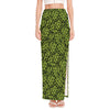 Green Hop Cone Pattern Print High Slit Maxi Skirt