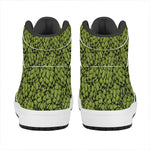 Green Hop Cone Pattern Print High Top Leather Sneakers