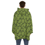 Green Hop Cone Pattern Print Hoodie Blanket