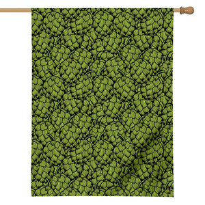 Green Hop Cone Pattern Print House Flag