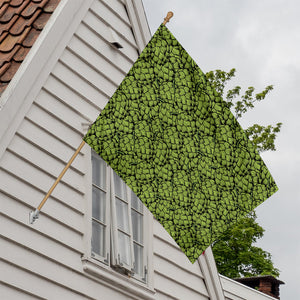 Green Hop Cone Pattern Print House Flag