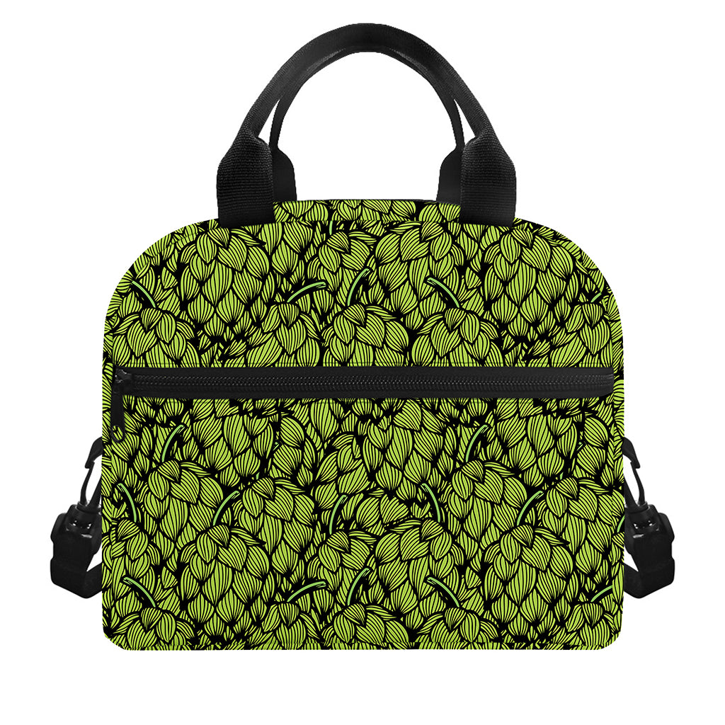 Green Hop Cone Pattern Print Insulated Lunch Bag