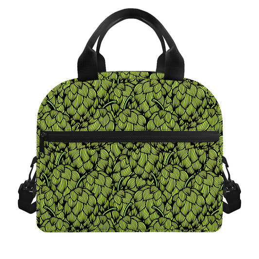Green Hop Cone Pattern Print Insulated Lunch Bag