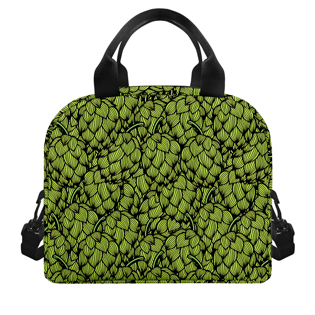 Green Hop Cone Pattern Print Insulated Lunch Bag