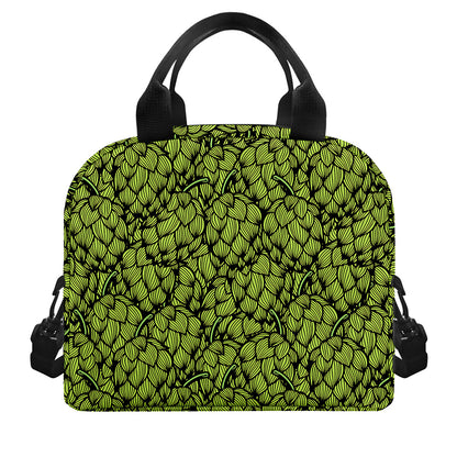 Green Hop Cone Pattern Print Insulated Lunch Bag