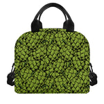 Green Hop Cone Pattern Print Insulated Lunch Bag