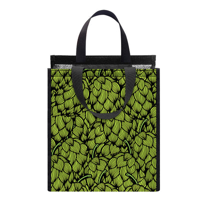 Green Hop Cone Pattern Print Insulated Lunch Tote