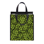 Green Hop Cone Pattern Print Insulated Lunch Tote