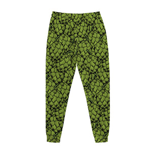 Green Hop Cone Pattern Print Jogger Pants