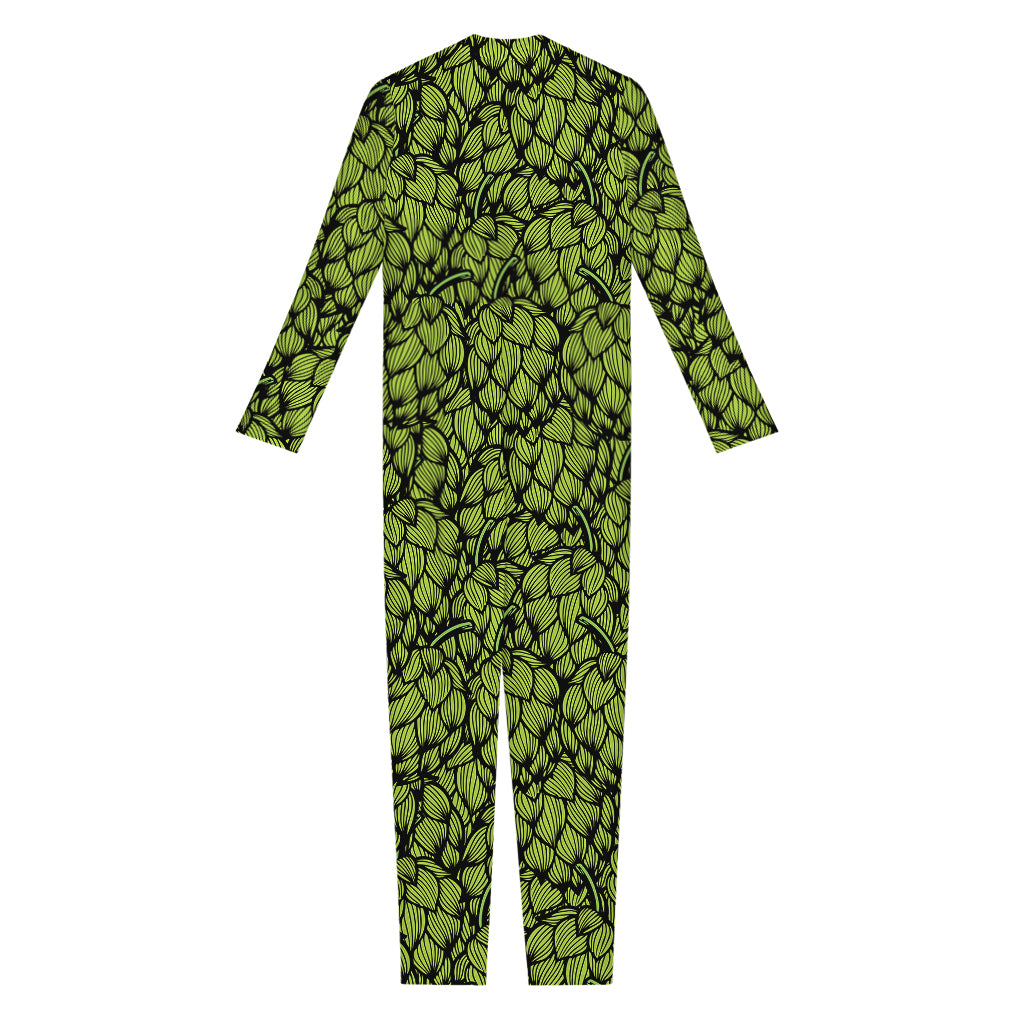 Green Hop Cone Pattern Print Jumpsuit