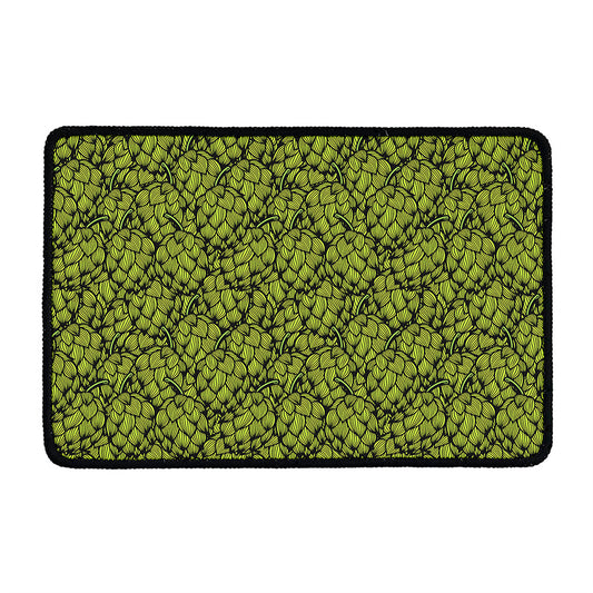 Green Hop Cone Pattern Print Kitchen Mat