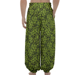 Green Hop Cone Pattern Print Lantern Pants