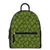 Green Hop Cone Pattern Print Leather Backpack