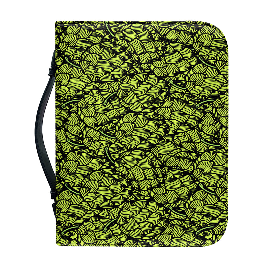 Green Hop Cone Pattern Print Leather Bible Cover