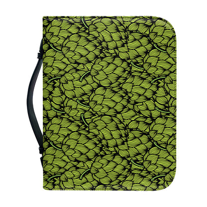 Green Hop Cone Pattern Print Leather Bible Cover