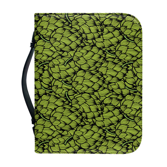 Green Hop Cone Pattern Print Leather Bible Cover