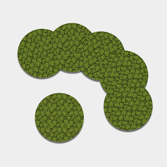 Green Hop Cone Pattern Print Leather Coaster Set