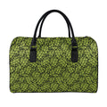 Green Hop Cone Pattern Print Leather Duffel Bag