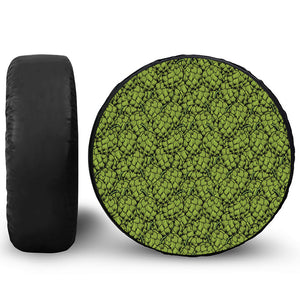 Green Hop Cone Pattern Print Leather Spare Tire Cover