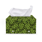 Green Hop Cone Pattern Print Leather Tissue Box Cover