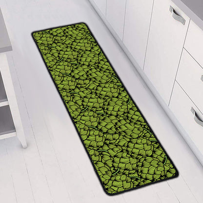 Green Hop Cone Pattern Print Long Kitchen Mat