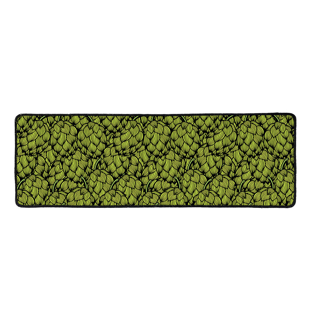 Green Hop Cone Pattern Print Long Kitchen Mat