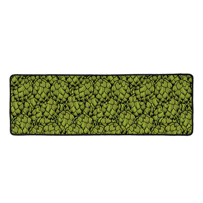 Green Hop Cone Pattern Print Long Kitchen Mat