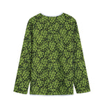 Green Hop Cone Pattern Print Long Sleeve Short Coat